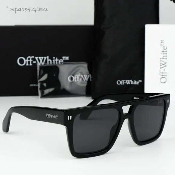 Off-White Women Sunglasses Black Grey Square OERI133 SPRINGFIELD 100 BRAND NEW Off-White OERI133 SPRINGFIELD 1307 Black/Dark Grey 56-17-145  main image 2